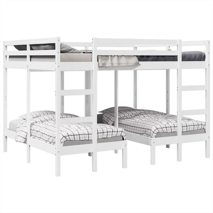 Stapelbed 3-voudig grenenhout wit 140x200/70x140 cm