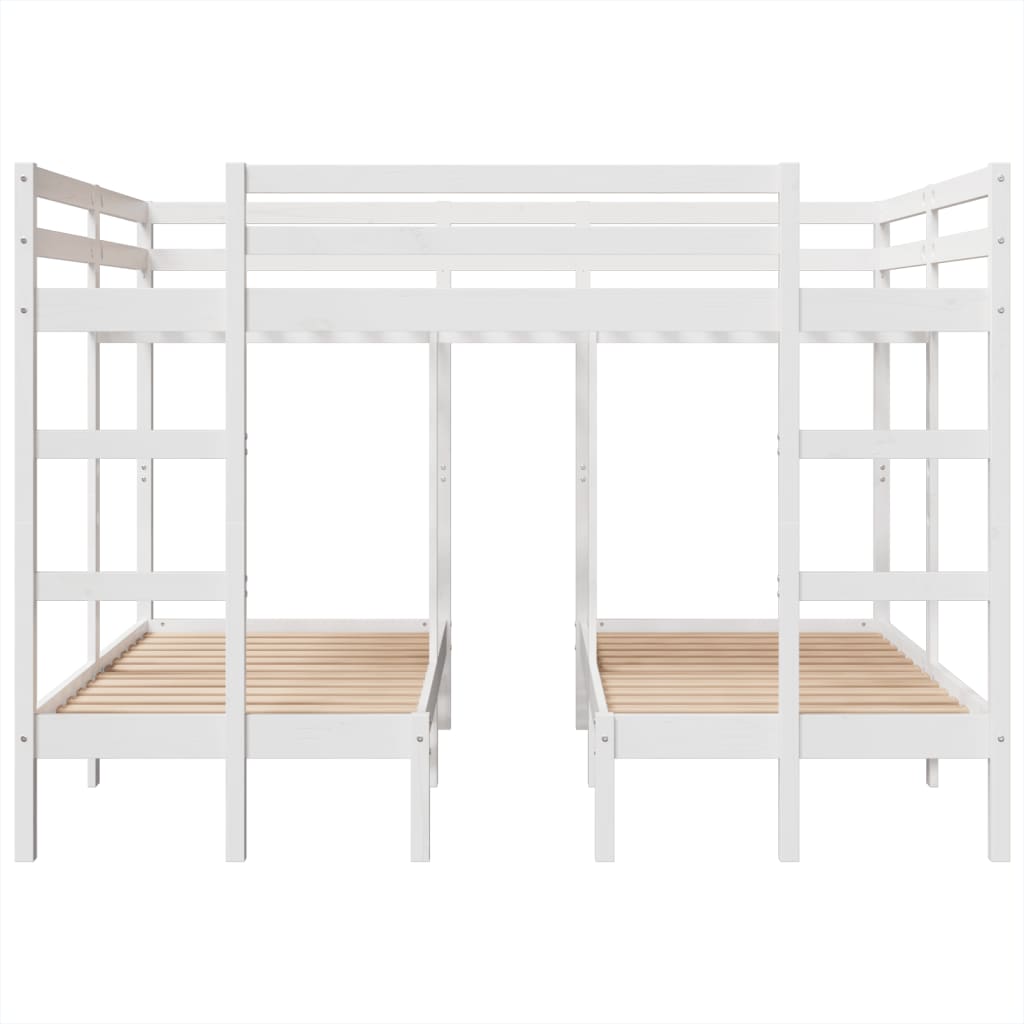 Stapelbed 3-voudig grenenhout wit 140x200/70x140 cm