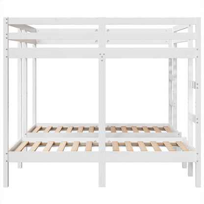 Stapelbed 3-voudig grenenhout wit 140x200/70x140 cm