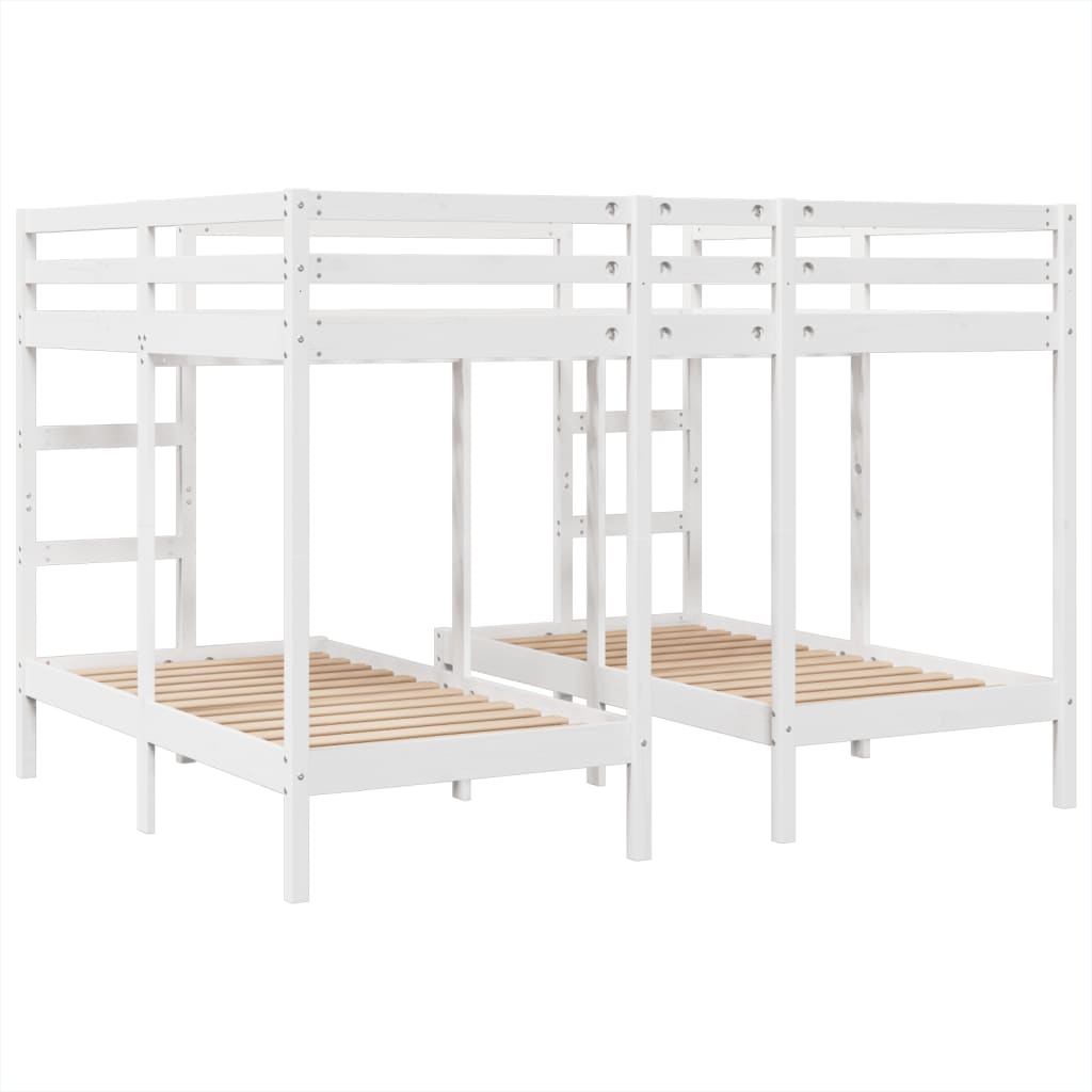 Stapelbed 3-voudig grenenhout wit 140x200/70x140 cm