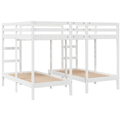 Stapelbed 3-voudig grenenhout wit 140x200/70x140 cm