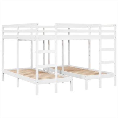 Stapelbed 3-voudig grenenhout wit 140x200/70x140 cm