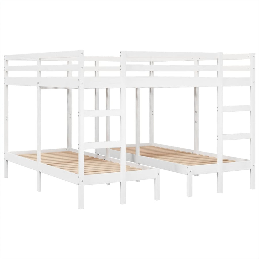 Stapelbed 3-voudig grenenhout wit 140x200/70x140 cm