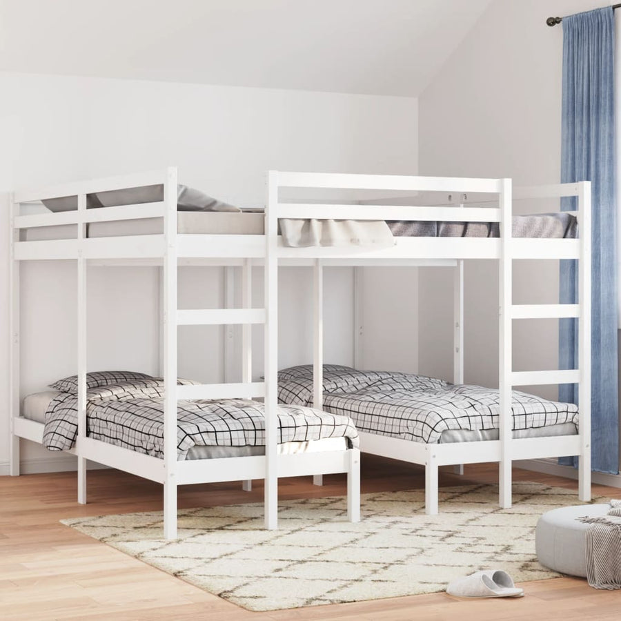 Stapelbed 3-voudig grenenhout wit 140x200/70x140 cm
