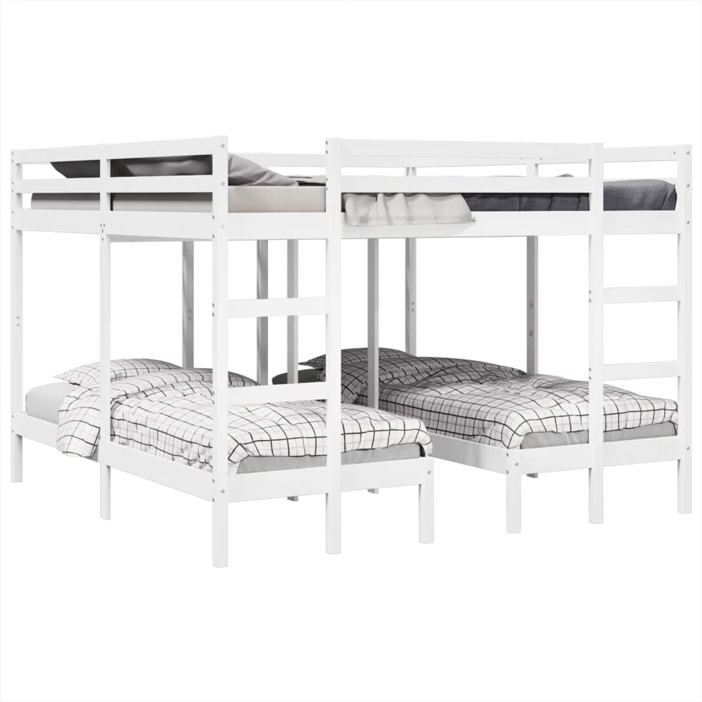 Stapelbed 3-voudig grenenhout wit 140x200/70x140 cm
