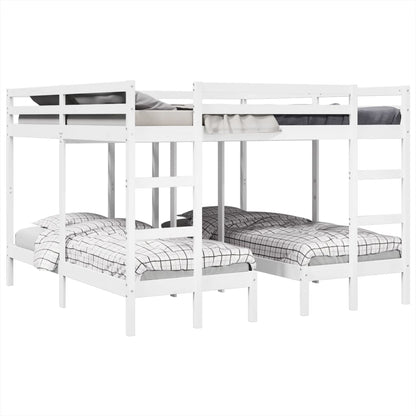 Stapelbed 3-voudig grenenhout wit 140x200/70x140 cm