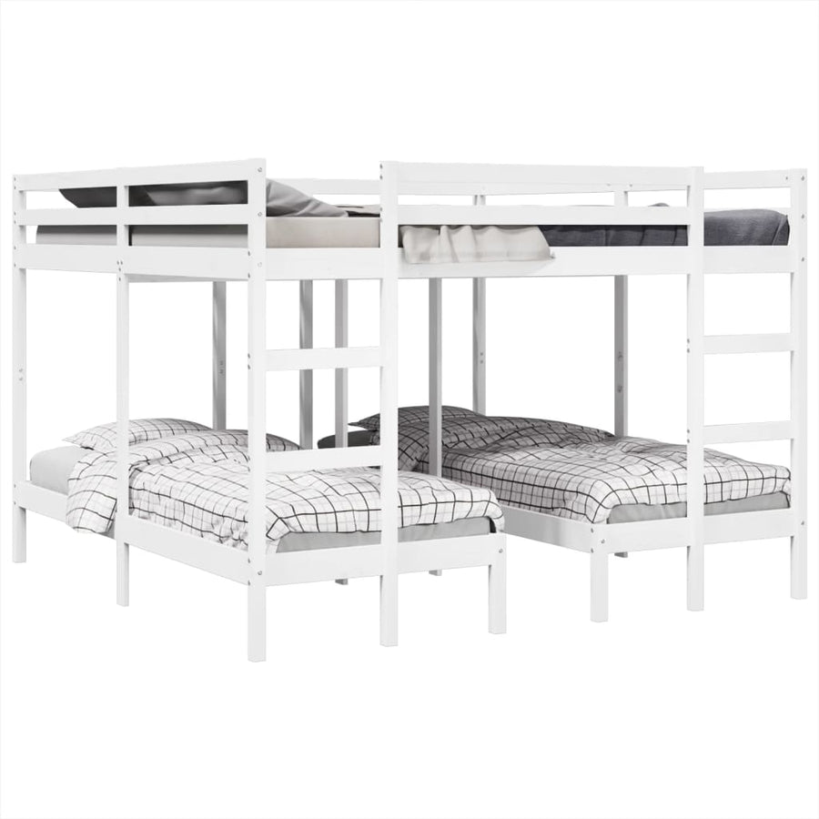 Stapelbed 3-voudig grenenhout wit 140x200/70x140 cm