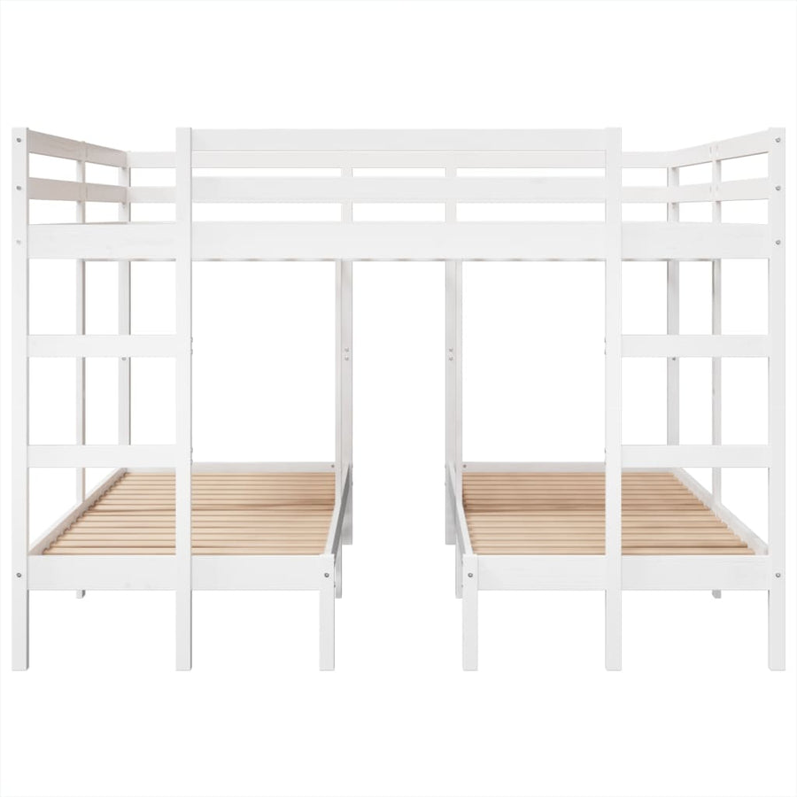 Stapelbed 3-voudig grenenhout wit 140x200/70x140 cm