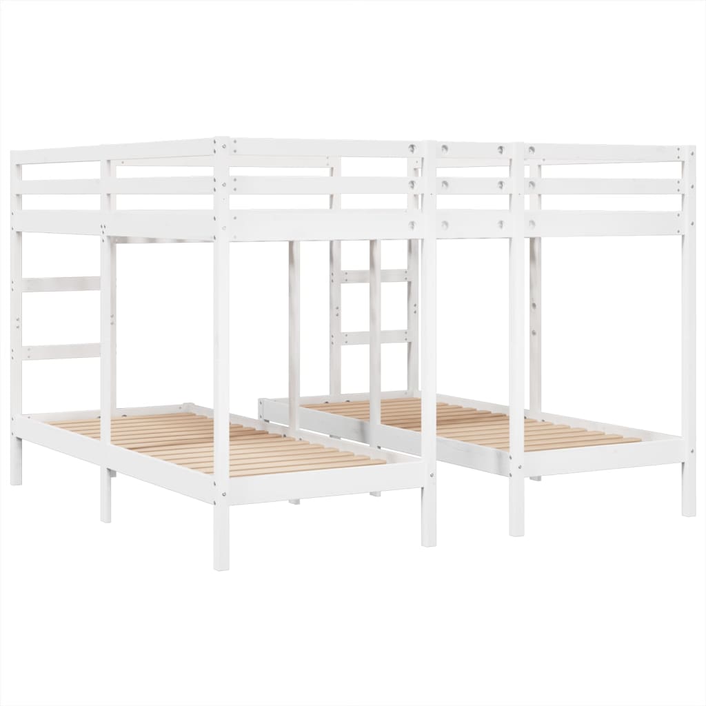 Stapelbed 3-voudig grenenhout wit 140x200/70x140 cm