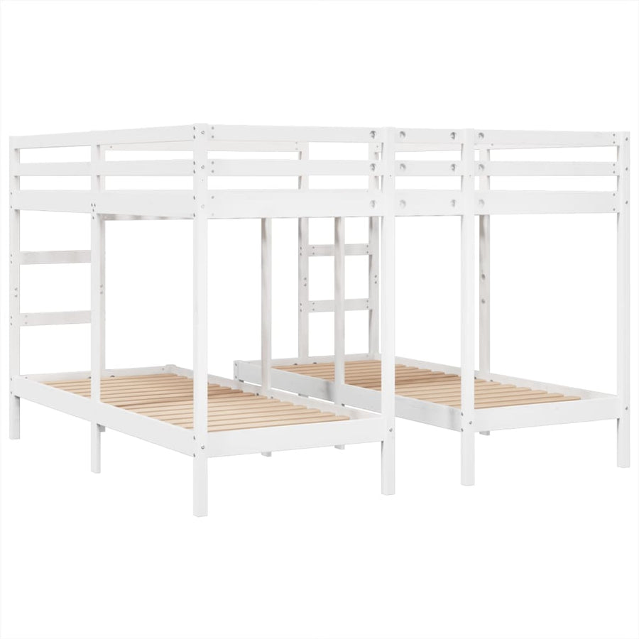 Stapelbed 3-voudig grenenhout wit 140x200/70x140 cm
