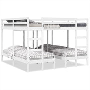 Stapelbed 3-voudig grenenhout wit 200x200/80x200 cm