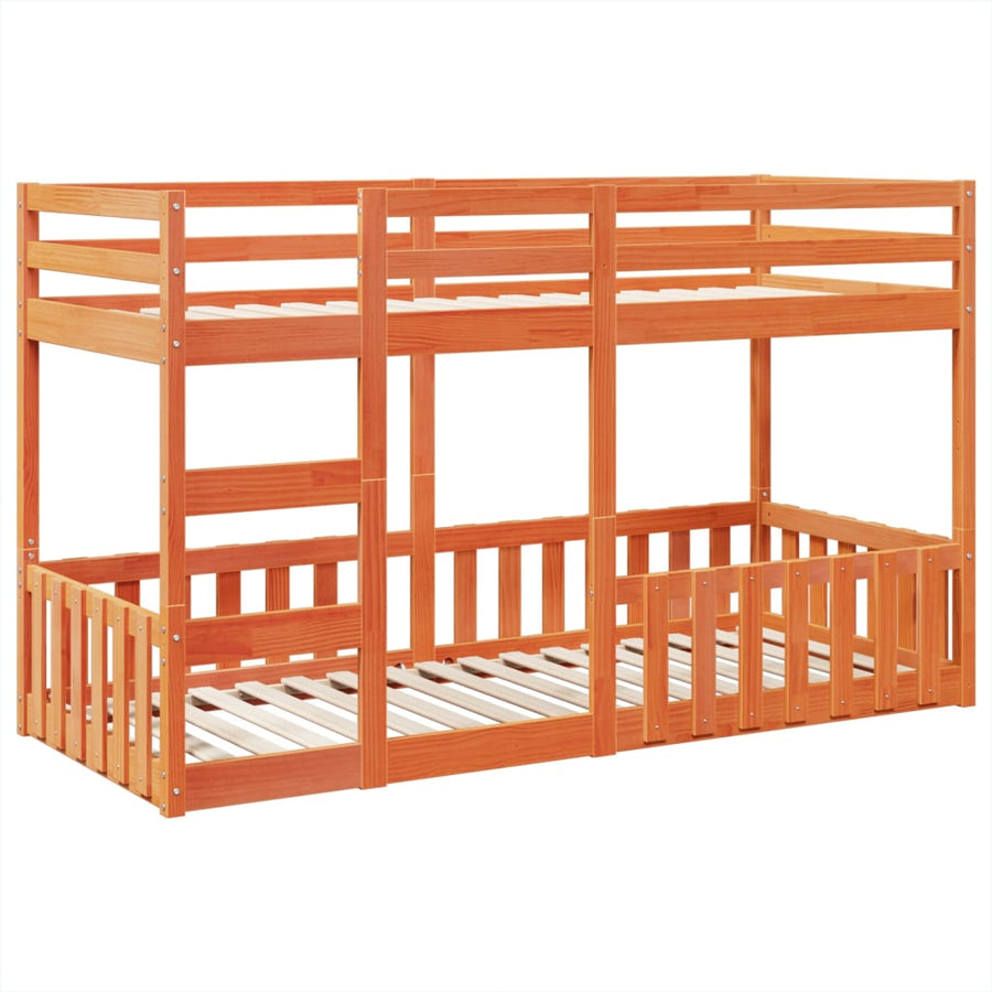 Stapelbed massief grenenhout wasbruin 80x200 cm
