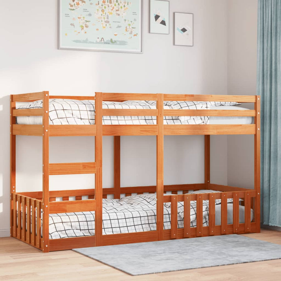 Stapelbed massief grenenhout wasbruin 80x200 cm