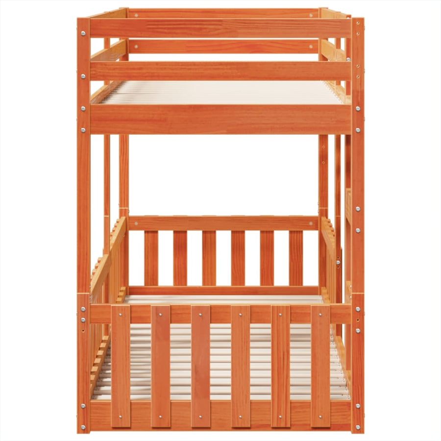 Stapelbed massief grenenhout wasbruin 80x200 cm