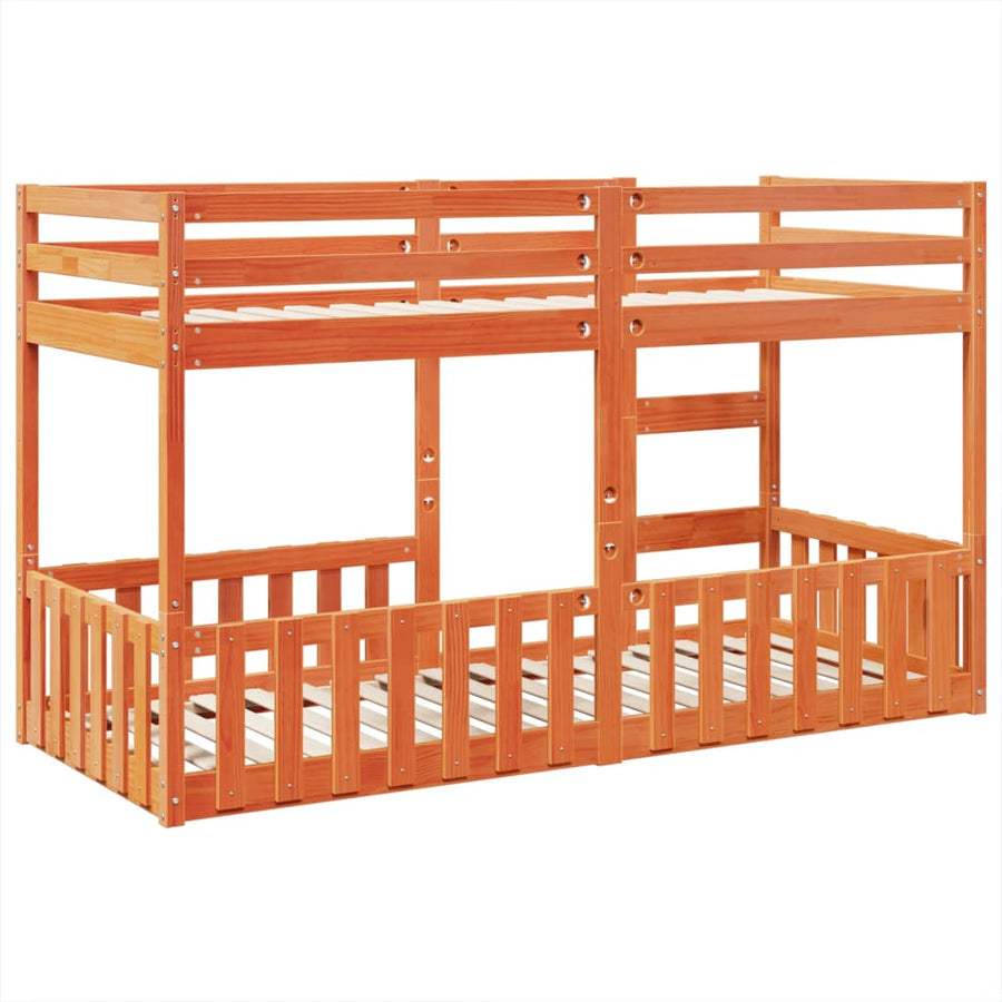 Stapelbed massief grenenhout wasbruin 80x200 cm