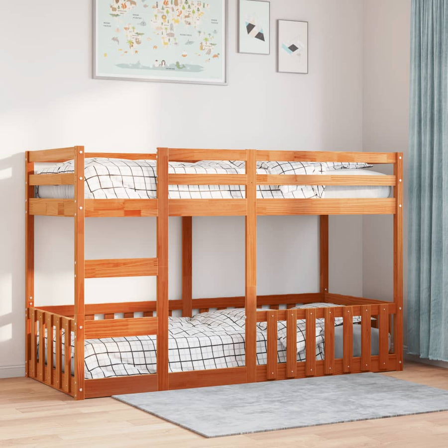 Stapelbed massief grenenhout wasbruin 75x190 cm