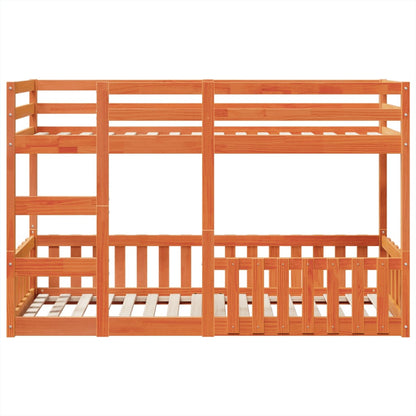 Stapelbed massief grenenhout wasbruin 75x190 cm