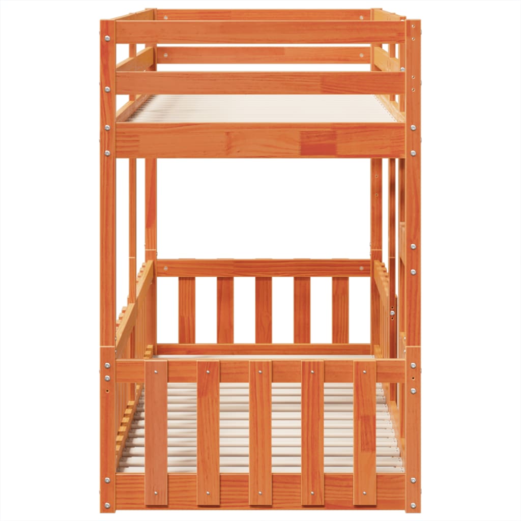 Stapelbed massief grenenhout wasbruin 75x190 cm