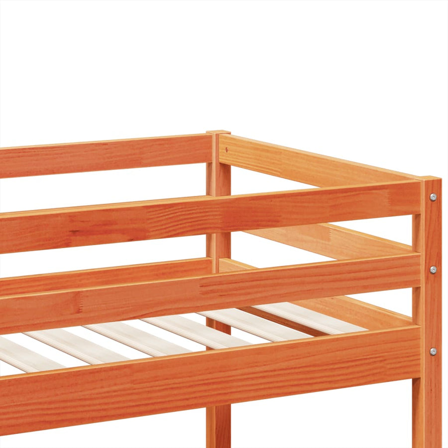 Stapelbed massief grenenhout wasbruin 75x190 cm