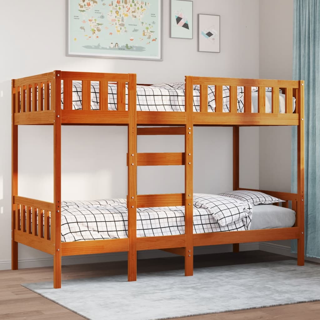 Stapelbed massief grenenhout wasbruin 90x200 cm