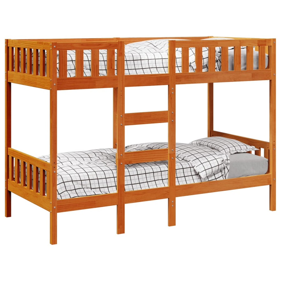 Stapelbed massief grenenhout wasbruin 90x200 cm
