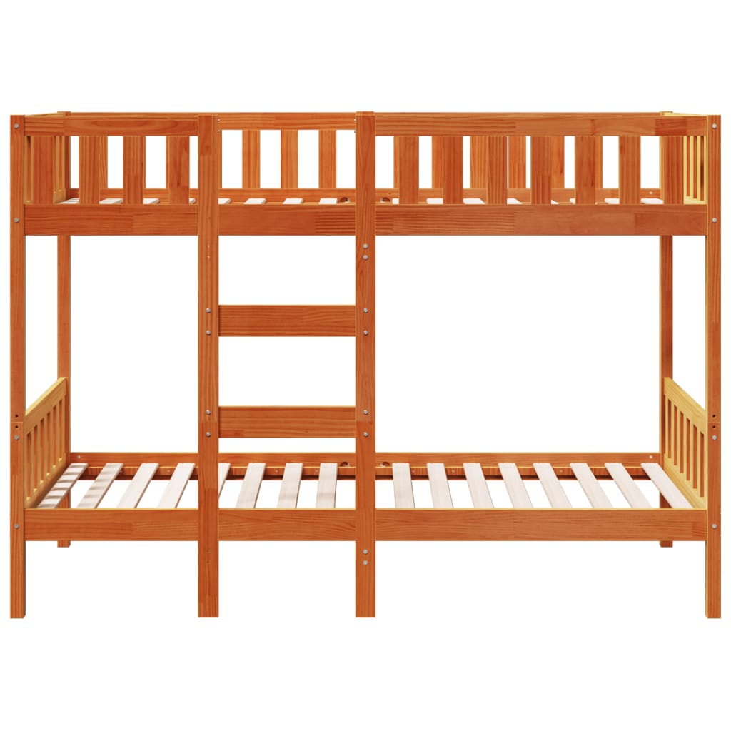 Stapelbed massief grenenhout wasbruin 90x200 cm