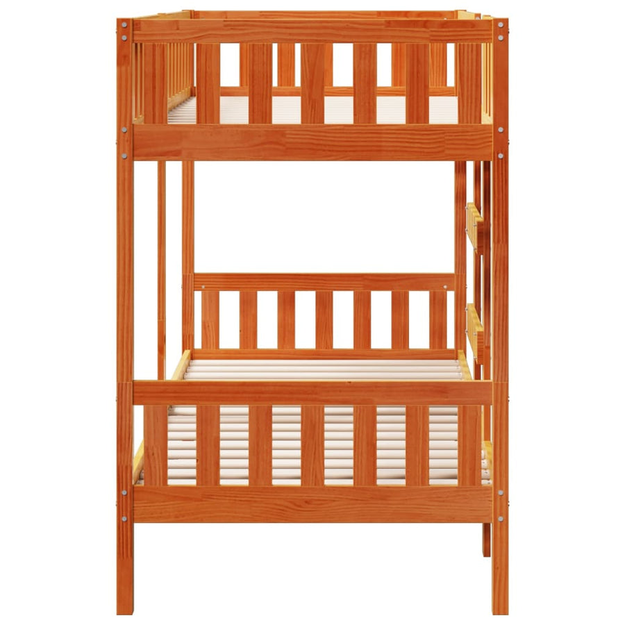 Stapelbed massief grenenhout wasbruin 90x200 cm