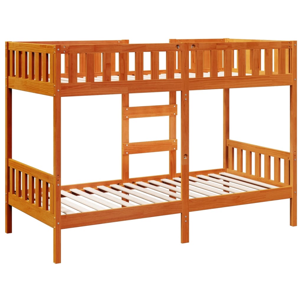 Stapelbed massief grenenhout wasbruin 90x200 cm