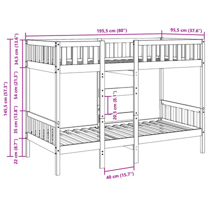 Stapelbed massief grenenhout 90x190 cm