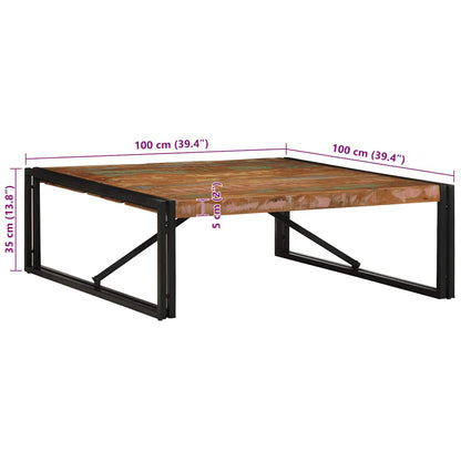 Salontafel 100x100x35 cm massief gerecycled hout meerkleurig