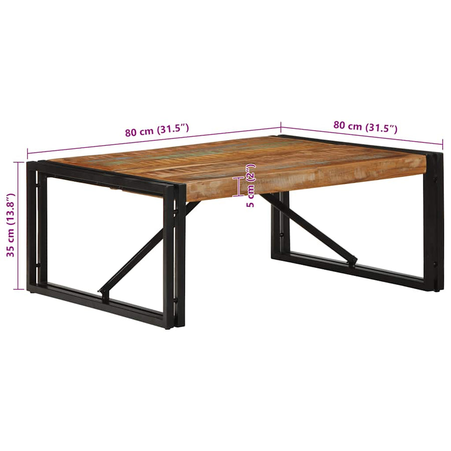 Salontafel 80x80x35 cm massief gerecycled hout meerkleurig