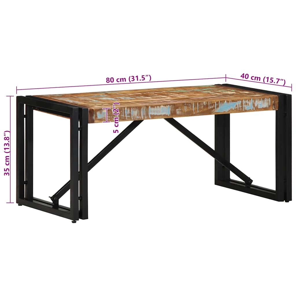 Salontafel 80x40x35 cm massief gerecycled hout meerkleurig