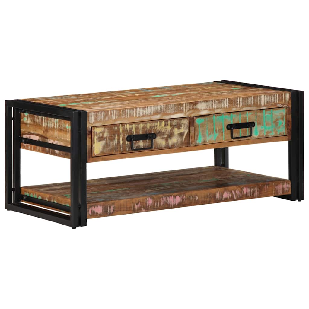 Salontafel 90x50x38 cm massief gerecycled hout meerkleurig