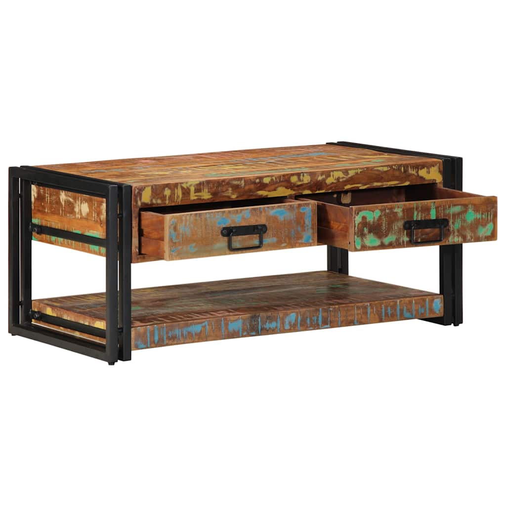 Salontafel 90x50x38 cm massief gerecycled hout meerkleurig