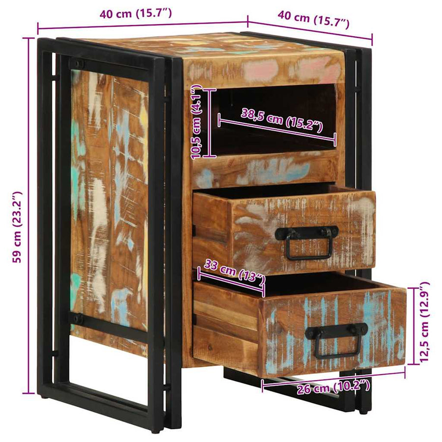 Nachtkastje 40x40x59 cm Massief hout gerecycled