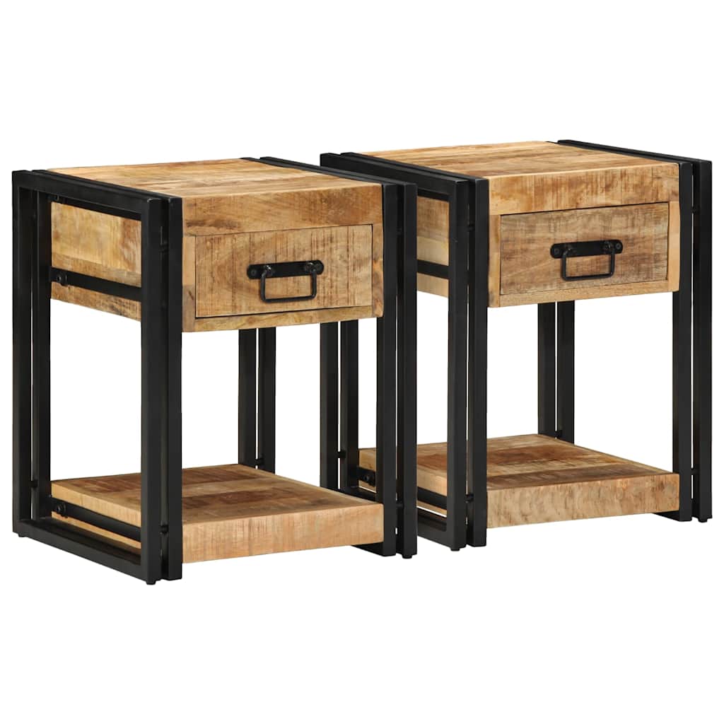 Nachtkastjes 2 stuks 40x40x50 cm Massief ruw hout Mango
