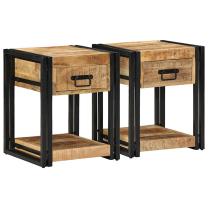 Nachtkastjes 2 stuks 40x40x50 cm Massief ruw hout Mango