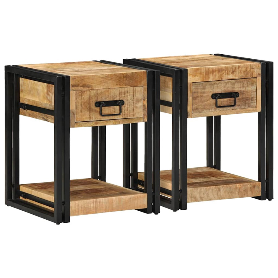 Nachtkastjes 2 stuks 40x40x50 cm Massief ruw hout Mango