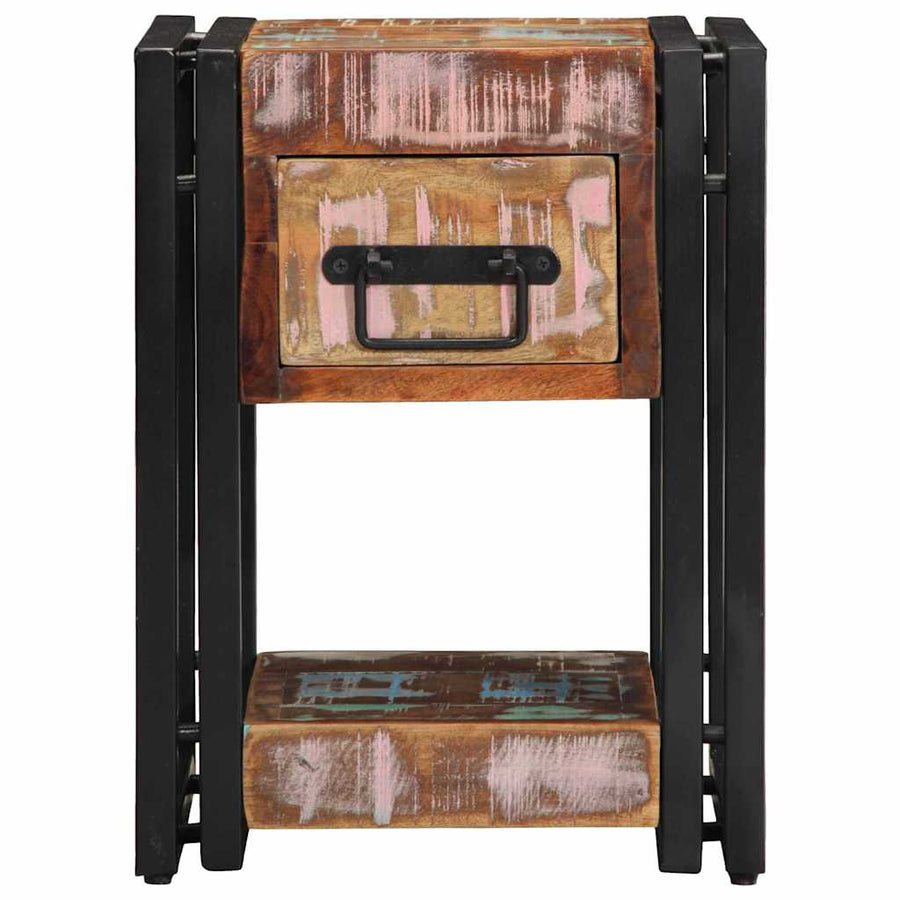 Nachtkastje Multikleur 30 x 30 x 40 cm massief gerecycled hout