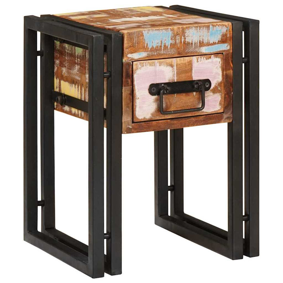 Bijzettafel 30 x 30 x 40 cm Massief gerecycled hout en metaal