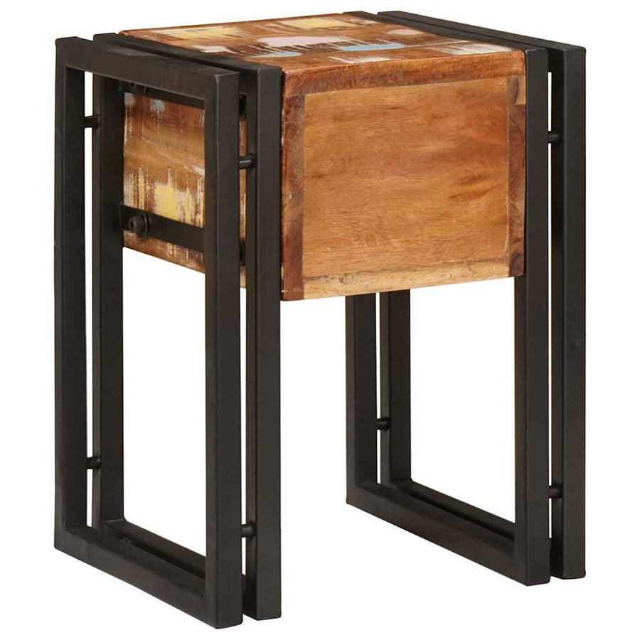 Bijzettafel 30 x 30 x 40 cm Massief gerecycled hout en metaal