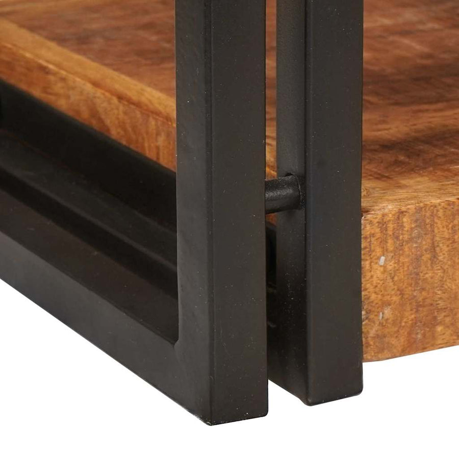 Nachtkastje Bruin en zwart 38 x 33 x 58 cm Massief Mango Hout