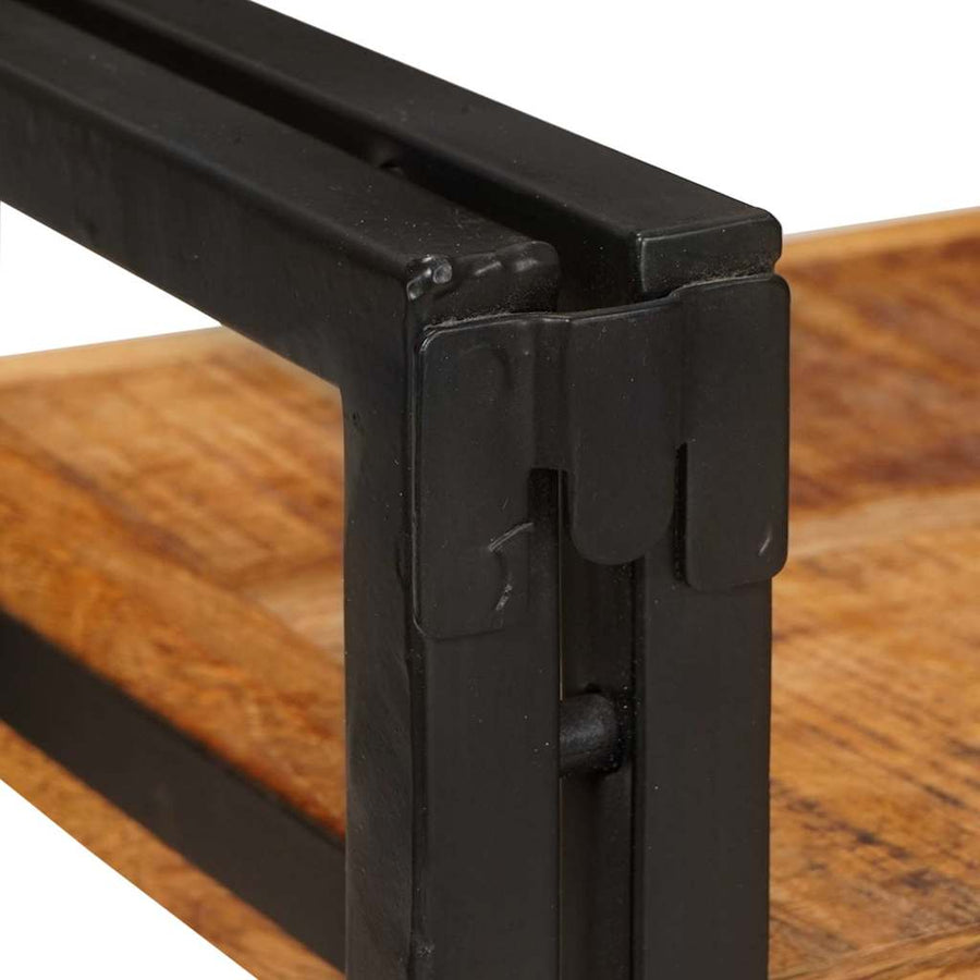 Nachtkastje 2 pcs Bruin en zwart Massief Mango Hout