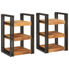 Bedside Cabinet 2 pcs Brown and Black Solid Mango Wood