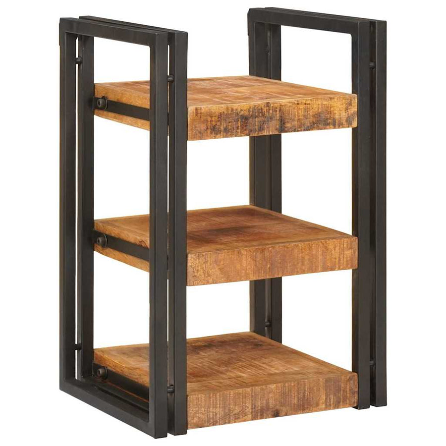 Nachtkastje 2 pcs Bruin en zwart Massief Mango Hout