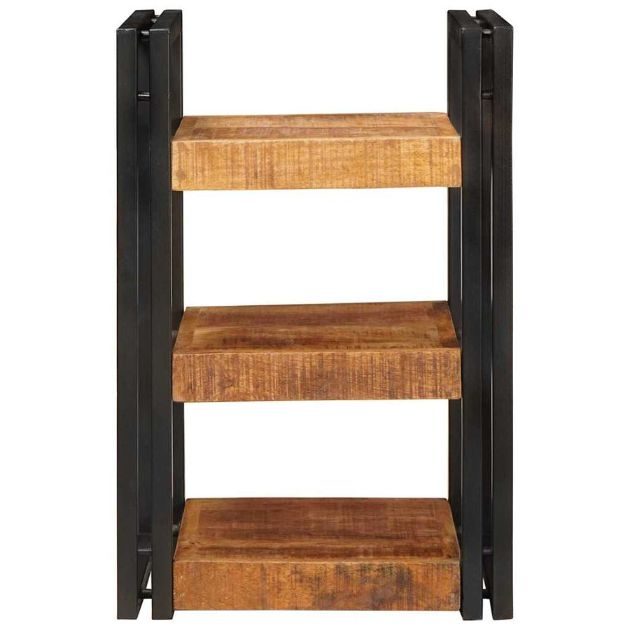 Nachtkastje 2 pcs Bruin en zwart Massief Mango Hout