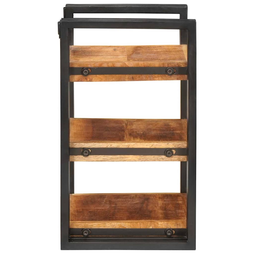 Nachtkastje 2 pcs Bruin en zwart Massief Mango Hout