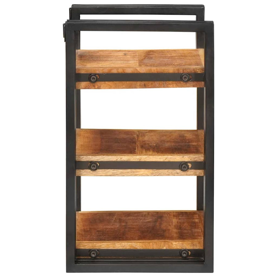 Nachtkastje 2 pcs Bruin en zwart Massief Mango Hout