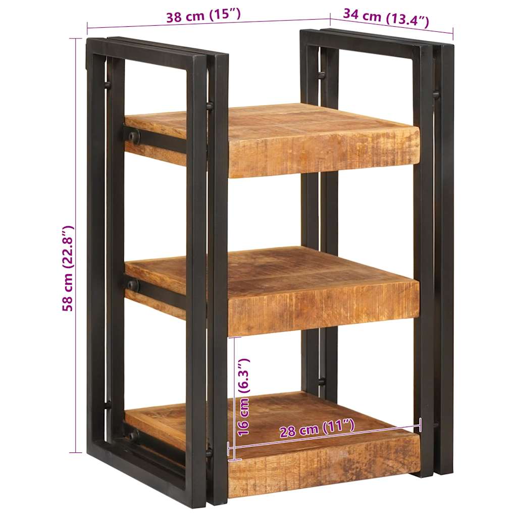 Nachtkastje 2 pcs Bruin en zwart Massief Mango Hout