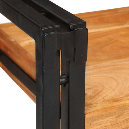 Nachtkastje 2 pcs Bruin en zwart Massief Hout Acacia